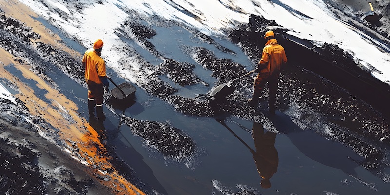 Workers cleaning up an oil spill on a contaminated site as part of a remediation project Staffing Service - CORE Environmental Consulting