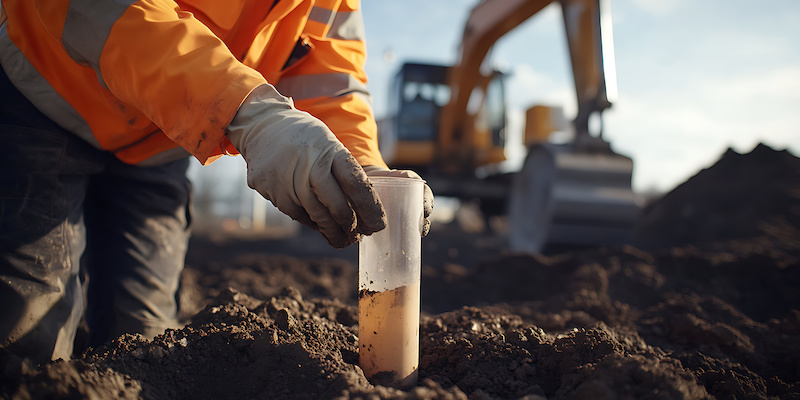 Construction Worker Collecting Soil Sample Environmental Monitoring Service - CORE Environmental Consulting
